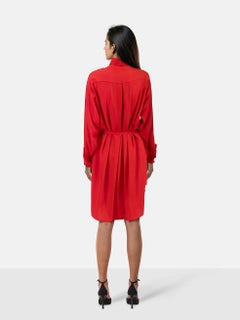 Zadig & Voltaire Red Silk Long Sleeve Midi Dress Size S