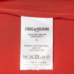 Zadig & Voltaire Red Silk Pleated Shirt Blouse L