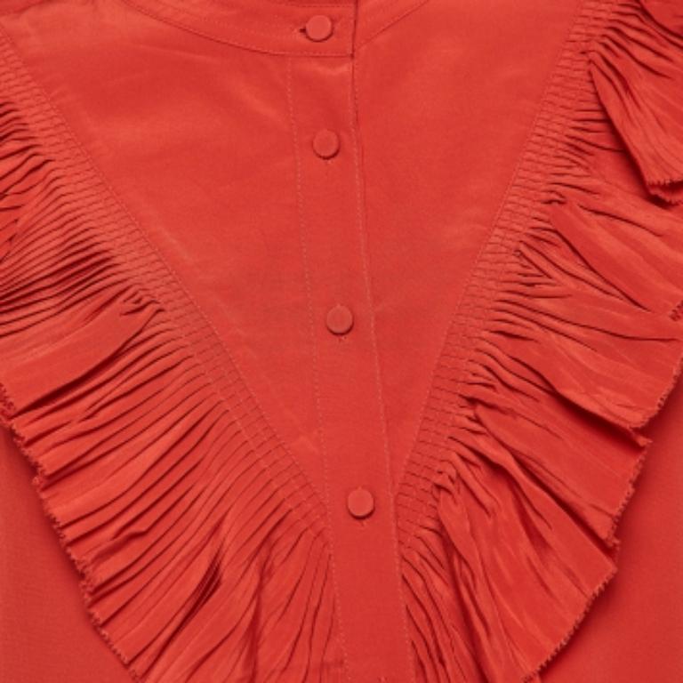 Zadig & Voltaire Rotes Seidenfaltenhemd Bluse L im Angebot 2