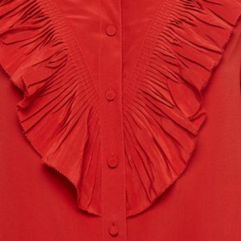 Zadig & Voltaire Rotes Seidenfaltenhemd Bluse L im Angebot 3
