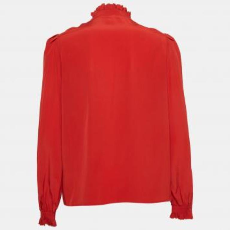 Zadig & Voltaire Rotes Seidenfaltenhemd Bluse L im Angebot 4