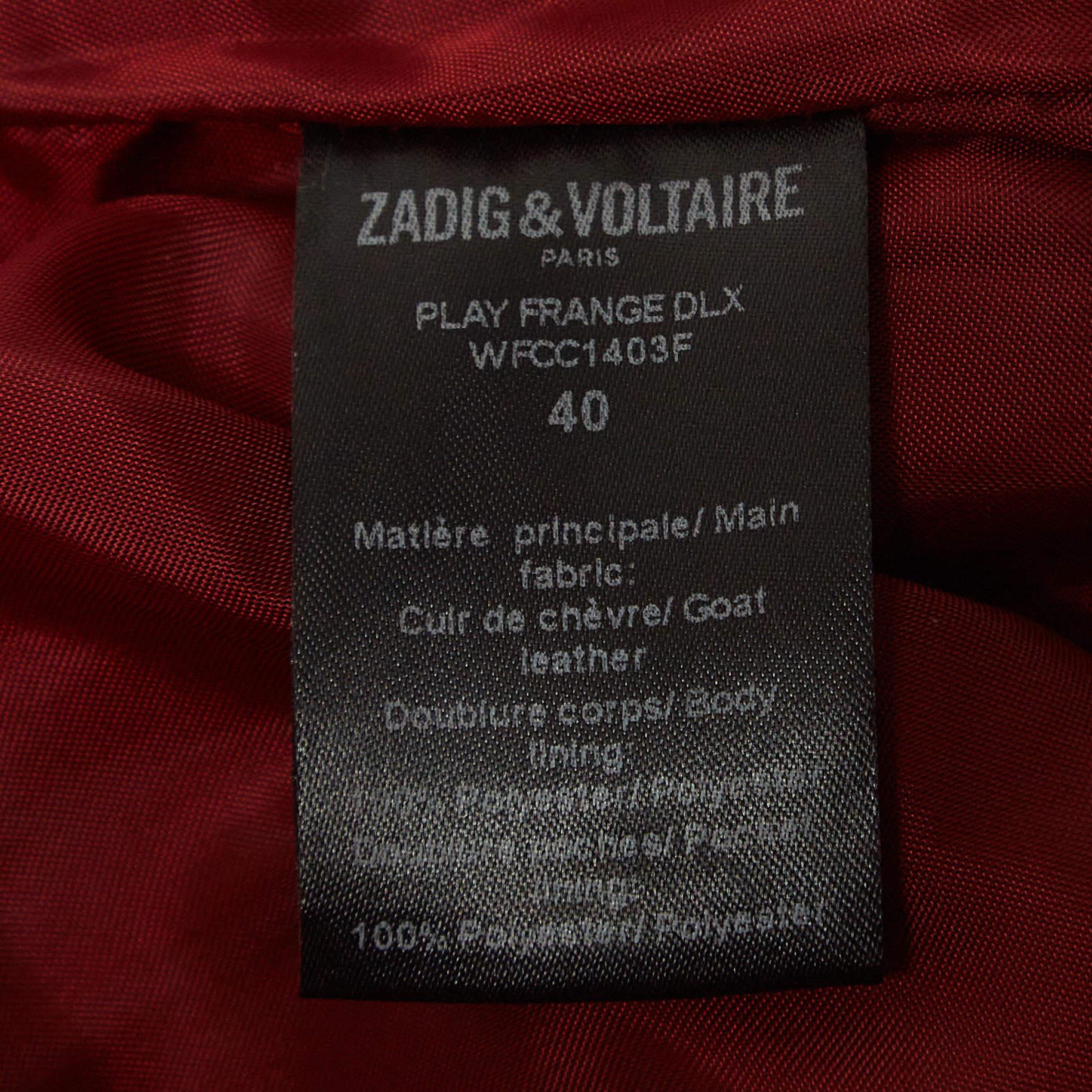 Zadig & Voltaire Red Suede Fringed Trousers M In Excellent Condition For Sale In Dubai, Al Qouz 2