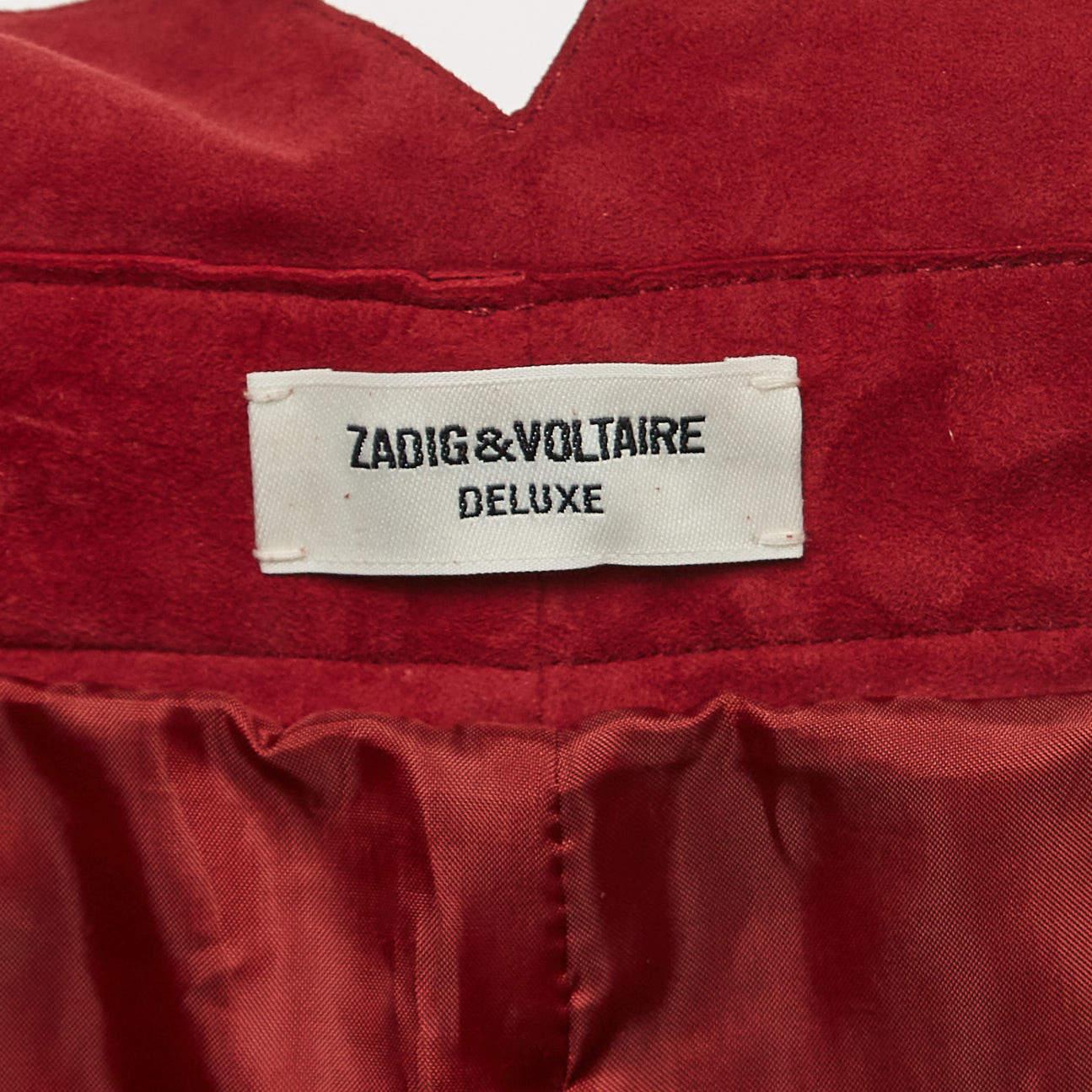 Zadig & Voltaire Red Suede Fringed Trousers M For Sale 2