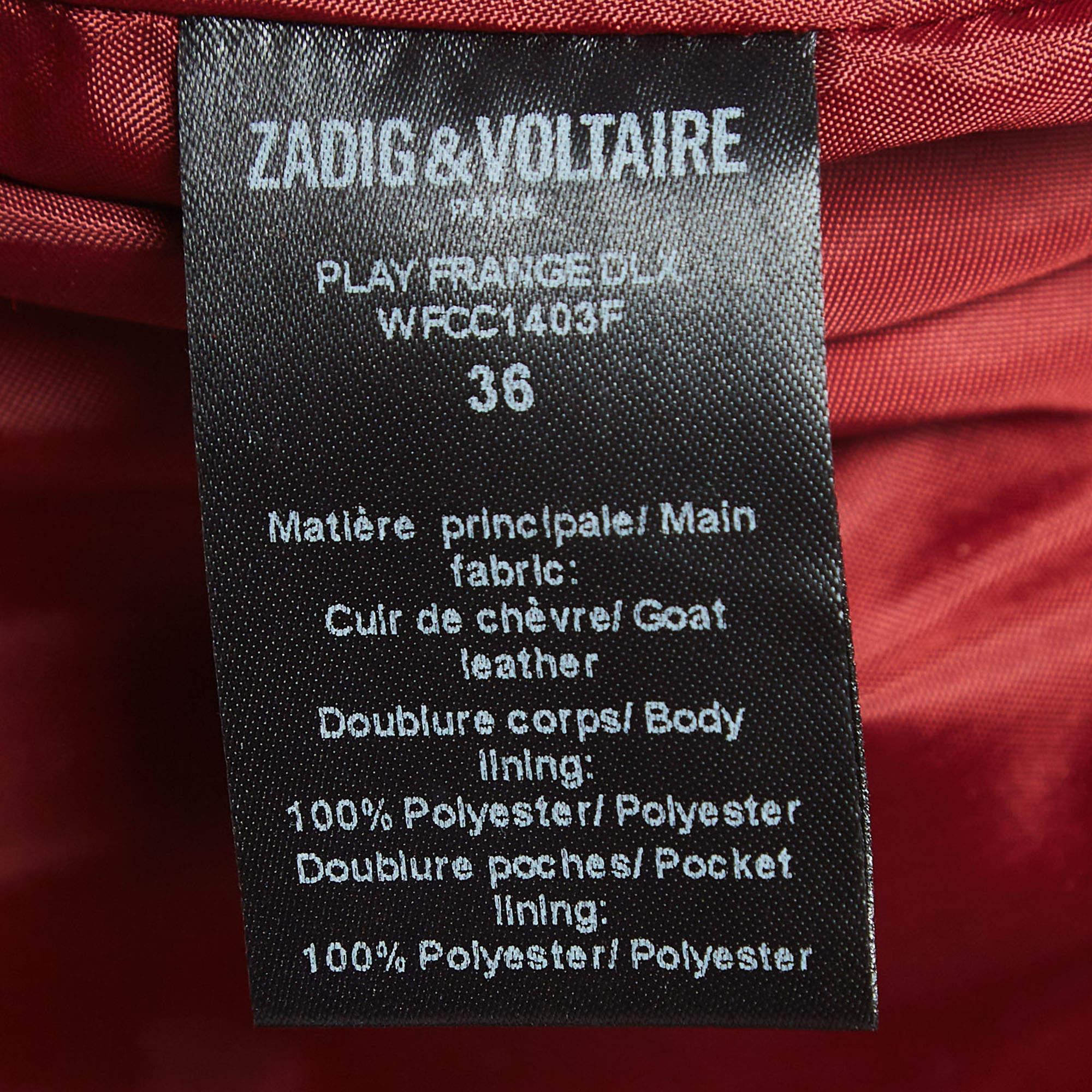 Women's Zadig & Voltaire Red Suede Fringed Trousers S For Sale