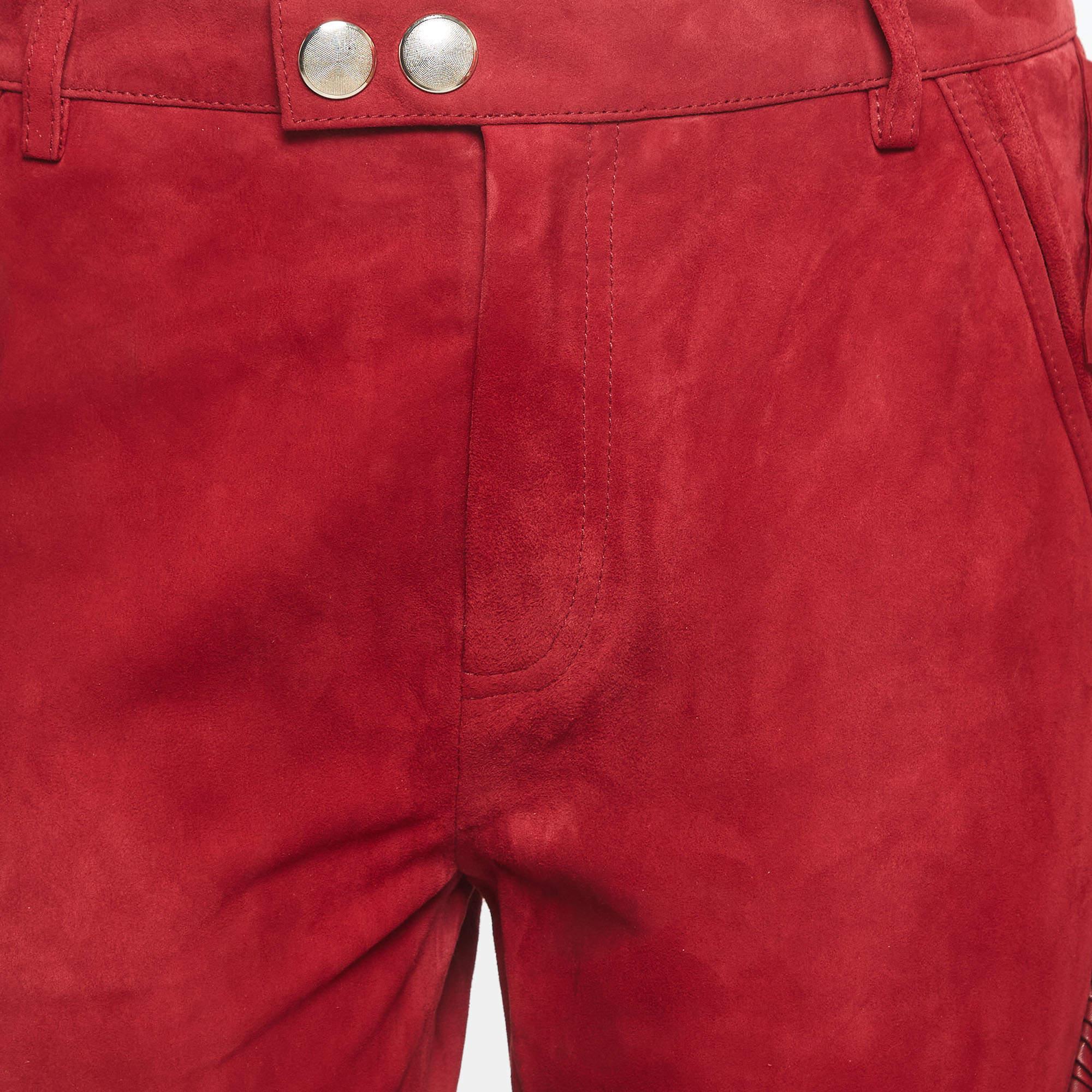 Zadig & Voltaire Red Suede Fringed Trousers S For Sale 1