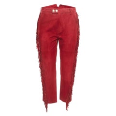 Pantalon à franges en daim rouge Zadig & Voltaire S