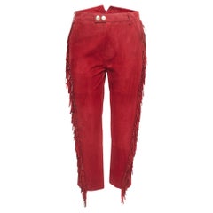 Zadig & Voltaire Red Suede Fringed Trousers S
