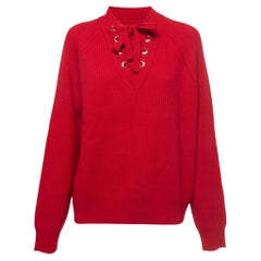 Zadig & Voltaire Red Wool Lace-Up Knitted Sweater L