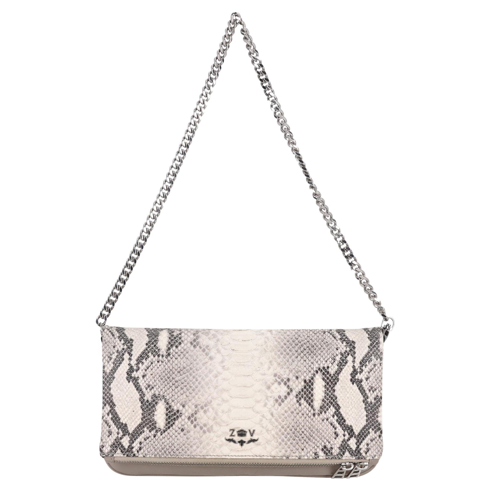 Zadig 
Voltaire Rock Snake-Embossed Leather Clutch/Crossbody Bag