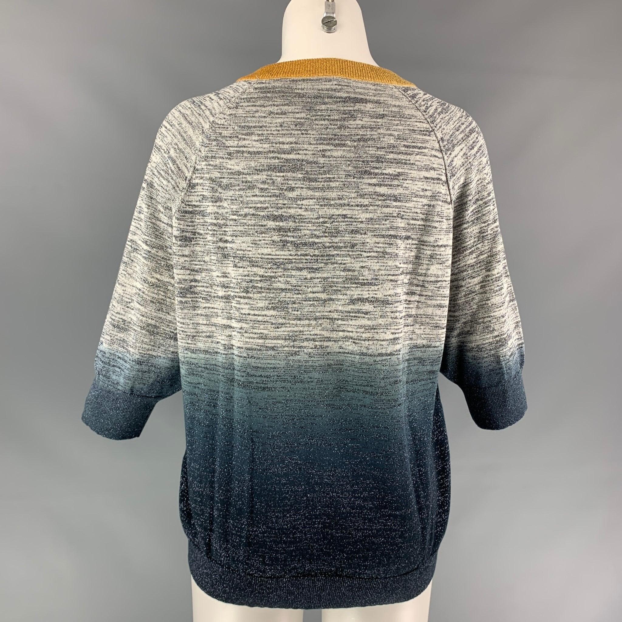 ZADIG & VOLTAIRE Size M Blue & Grey Ombre Cotton Blend Pullover In Good Condition For Sale In San Francisco, CA