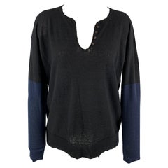ZADIG & VOLTAIRE Size S Black & Navy Color Block Cashmere Sweater