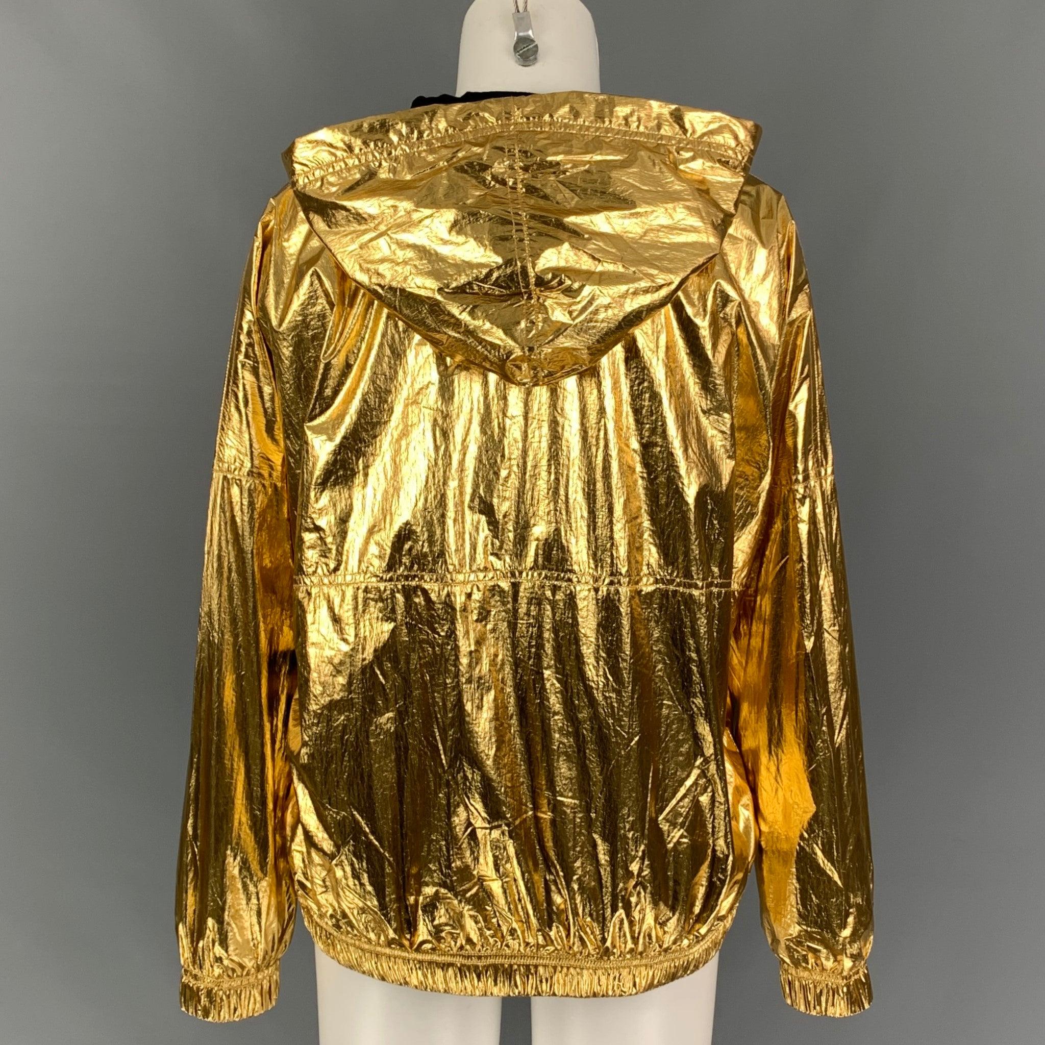 ZADIG & VOLTAIRE Size S Gold Polyamide Metallic Zip Up Jacket In Excellent Condition In San Francisco, CA