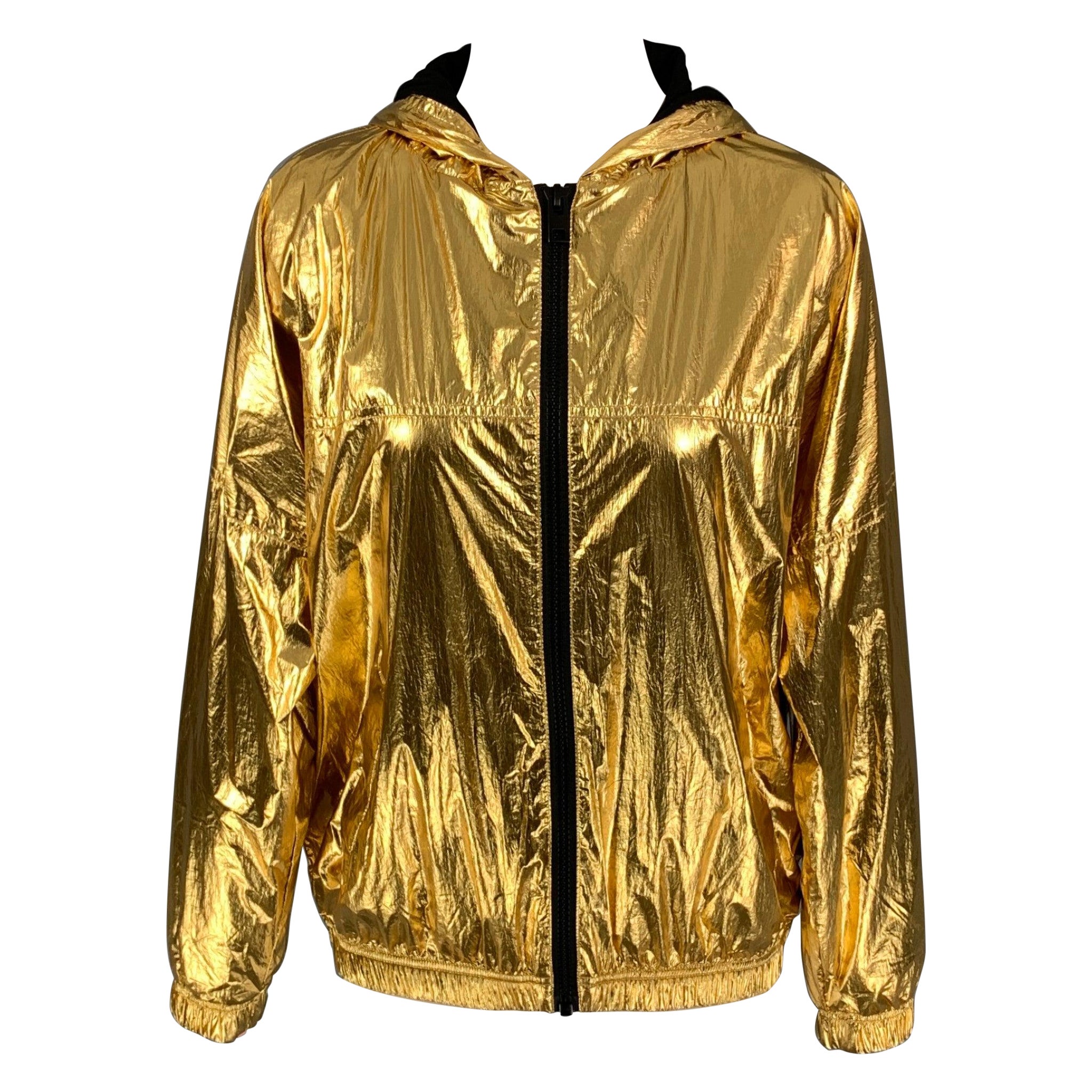 ZADIG & VOLTAIRE Size S Gold Polyamide Metallic Zip Up Jacket