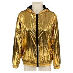 ZADIG & VOLTAIRE Größe S Gold Polyamide Metallic Zip Up Jacke mit Reißverschluss