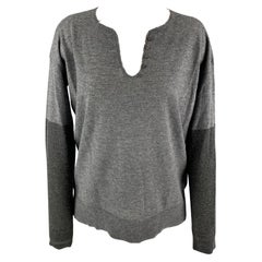 ZADIG & VOLTAIRE Size S Grey & Charcoal Color Block Cashmere Sweater