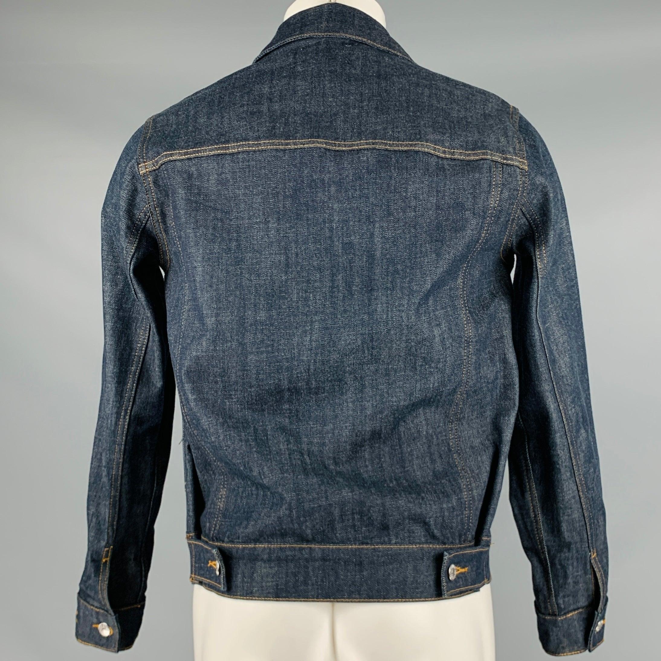 Men's ZADIG & VOLTAIRE Size S Indigo Contrast Stitch Denim Trucker Jacket For Sale