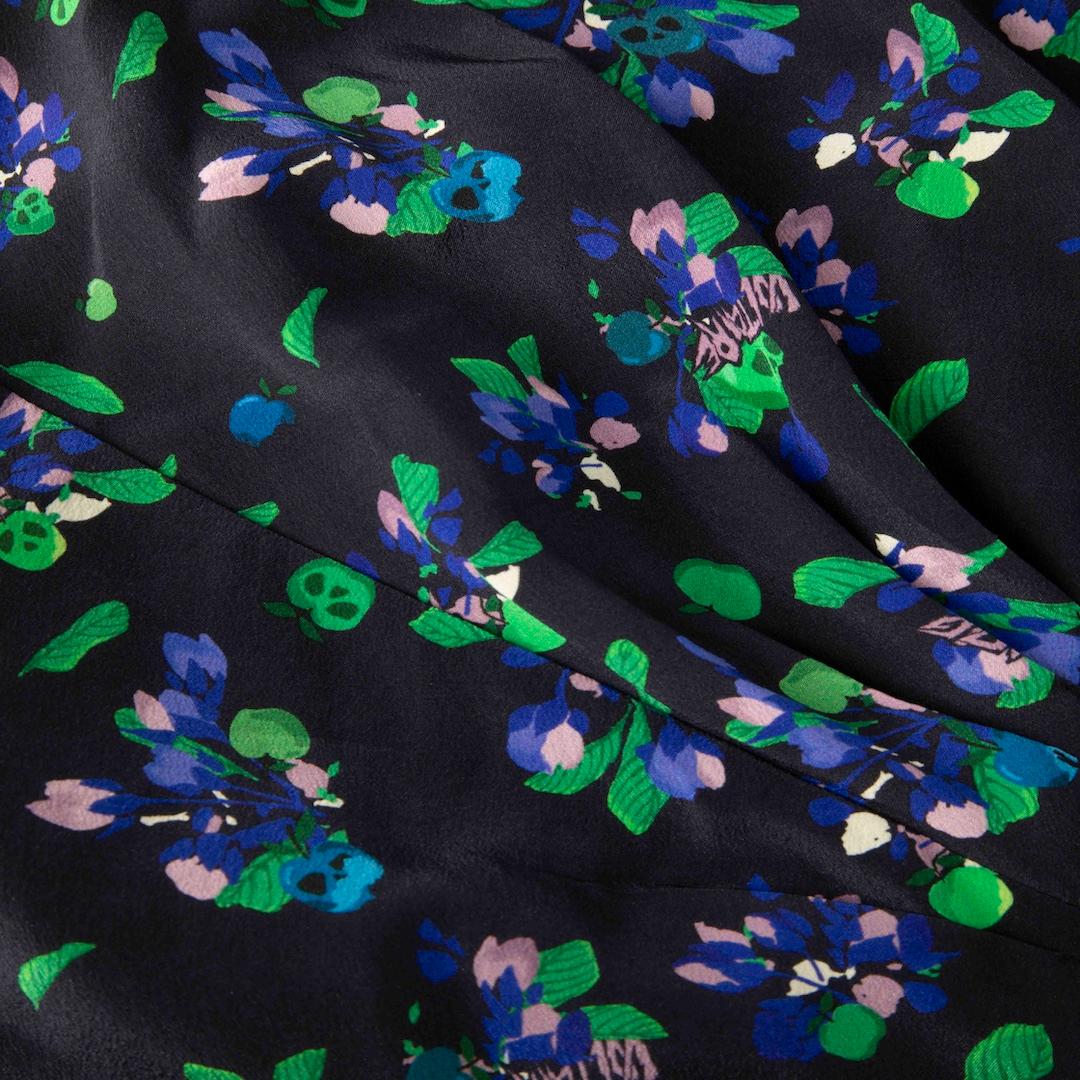 Zadig & Voltaire Totenkopf & Logo Print Seidenkleid Größe S (Schwarz) im Angebot