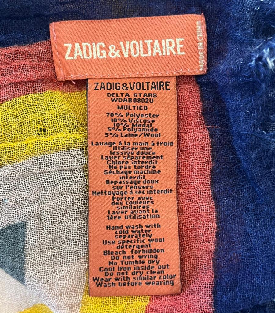 Zadig & Voltaire - Écharpe en laine mélangée imprimée d'étoiles en vente 3