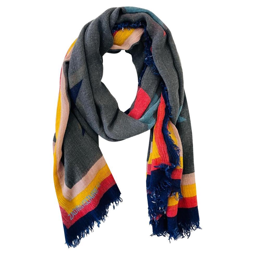 Zadig & Voltaire Star Print Wool Blend Scarf For Sale
