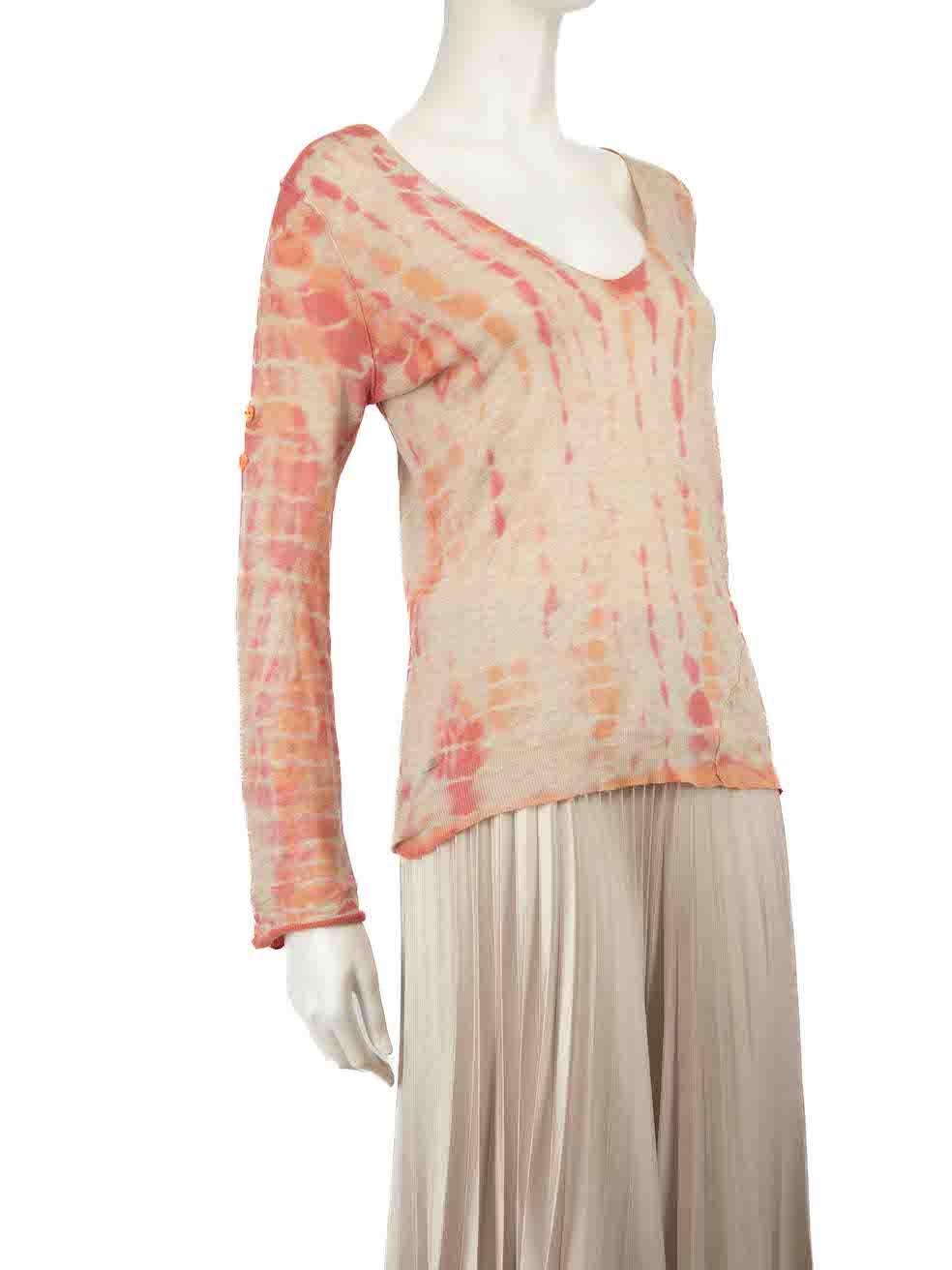 CONDITION is Very good. Hardly any visible wear to top is evident on this used Zadig & Voltaire designer resale item.
 
 
 
 Details
 
 
 Multicolour- pink, beige, orange
 
 Cotton
 
 Top
 
 Abstract pattern
 
 Long sleeves
 
 V-neck
 
 Button