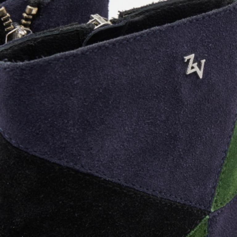 Zadig & Voltaire - Stivaletti in pelle scamosciata tricolore misura 36 in vendita 4