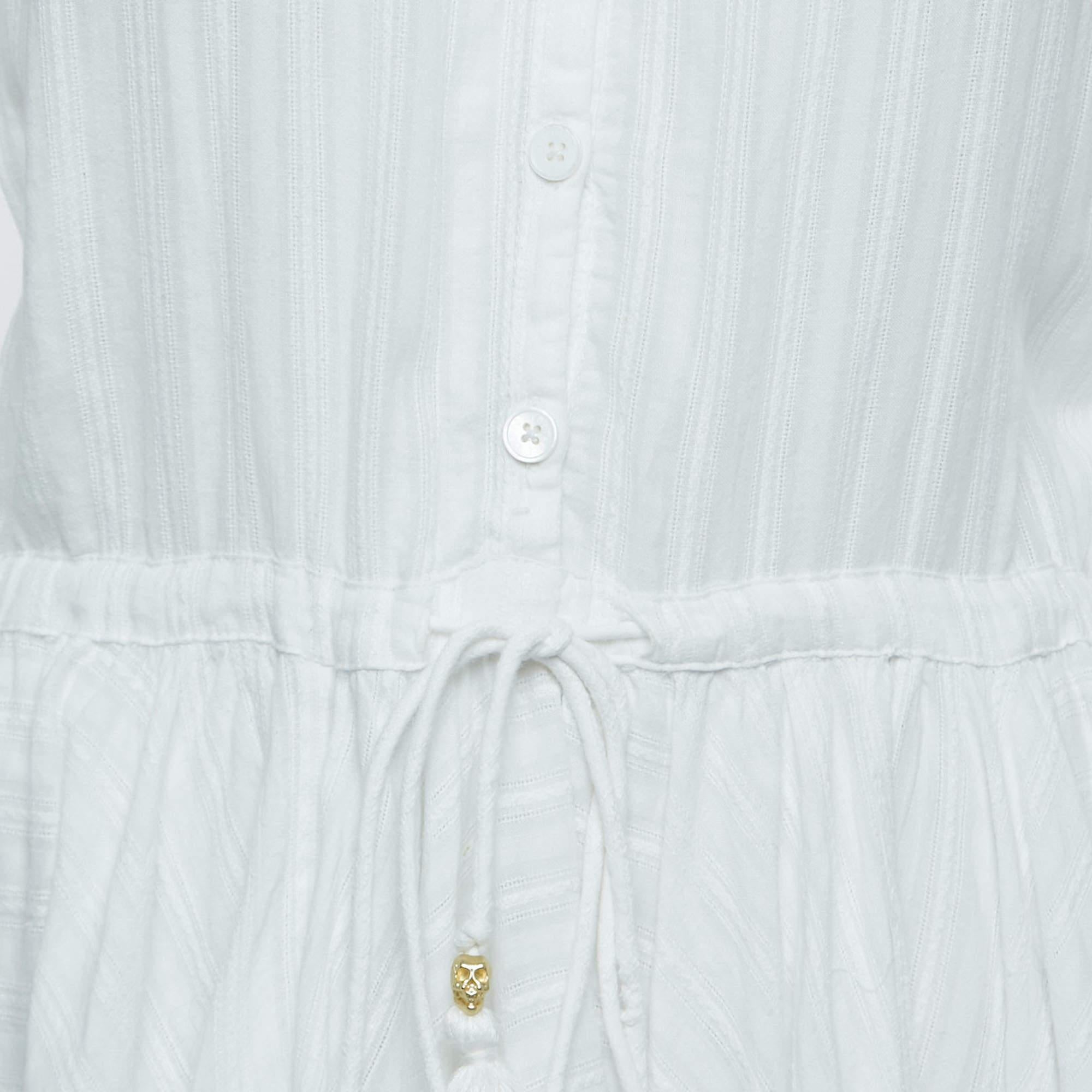 Zadig & Voltaire White Cotton Shirt Dress S In Excellent Condition In Dubai, Al Qouz 2
