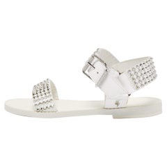 Zadig & Voltaire White Leather Ankle Strap Spiked Sandals Size 36