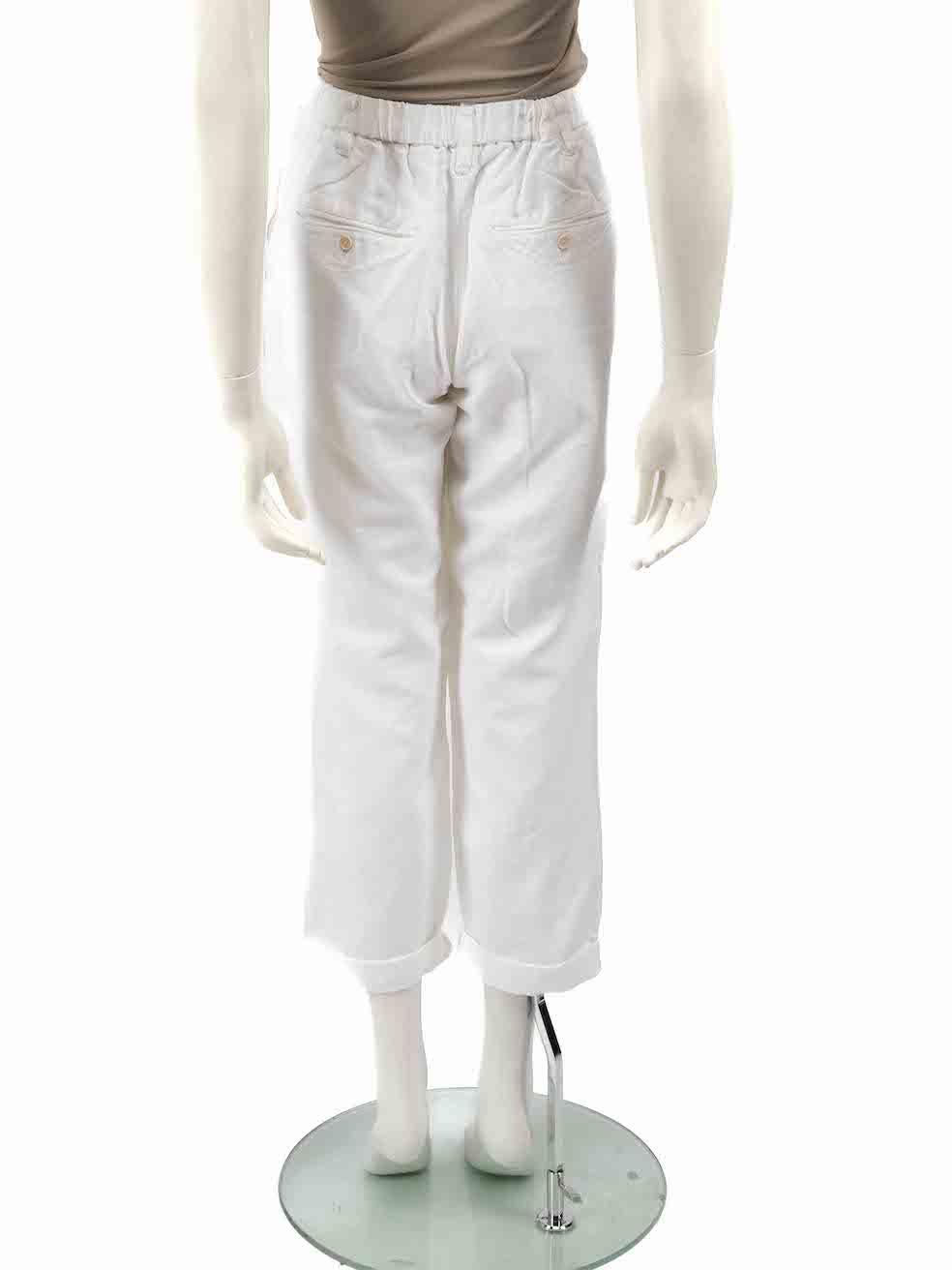 Zadig & Voltaire White Straight Tape Trousers Size L In New Condition For Sale In London, GB