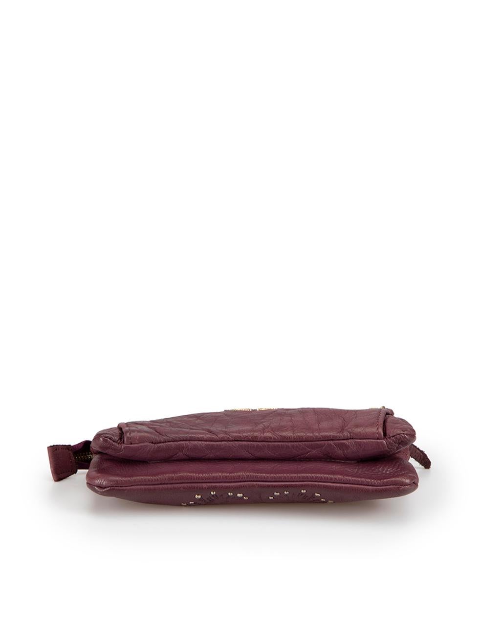 Zadig & Voltaire Women's Purple Leather Perforated Butterfly Studded Pouch In Good Condition In London, GB