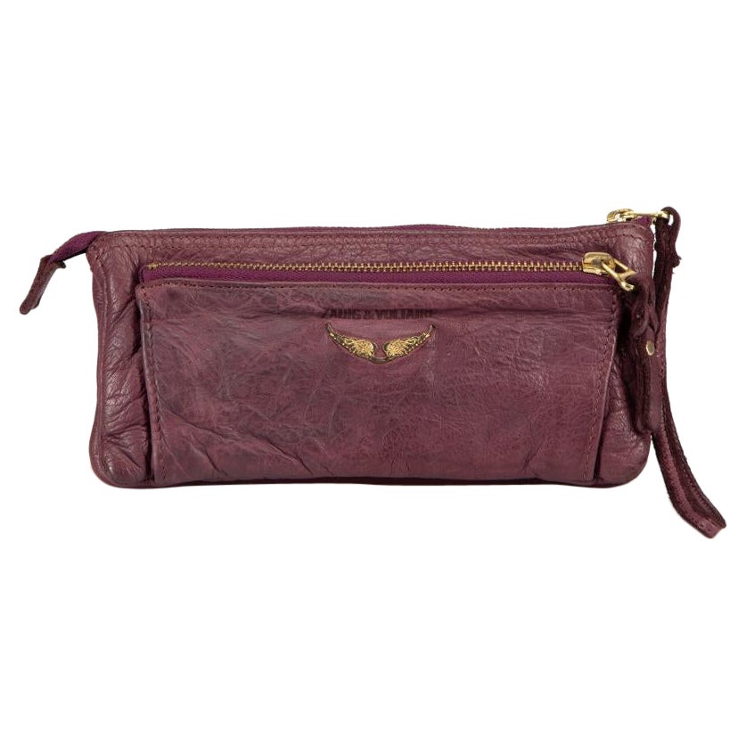 Zadig & Voltaire Borsa da donna in pelle viola traforata con borchie a forma di farfalla