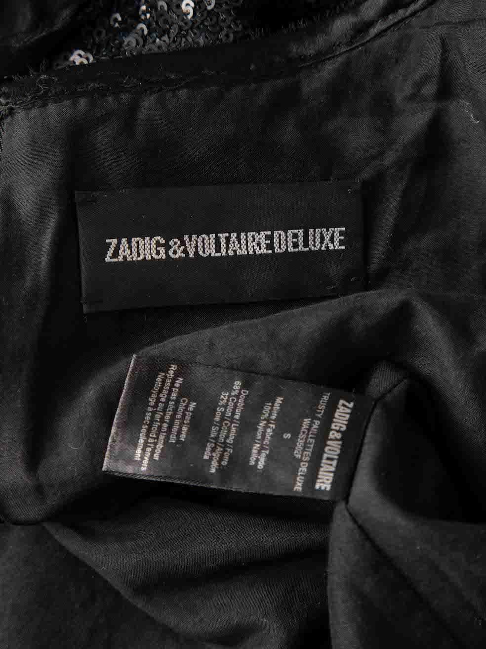 Zadig & Voltaire Women's Zadig & Voltaire Deluxe Anthracite Sequinned Top In Good Condition For Sale In London, GB