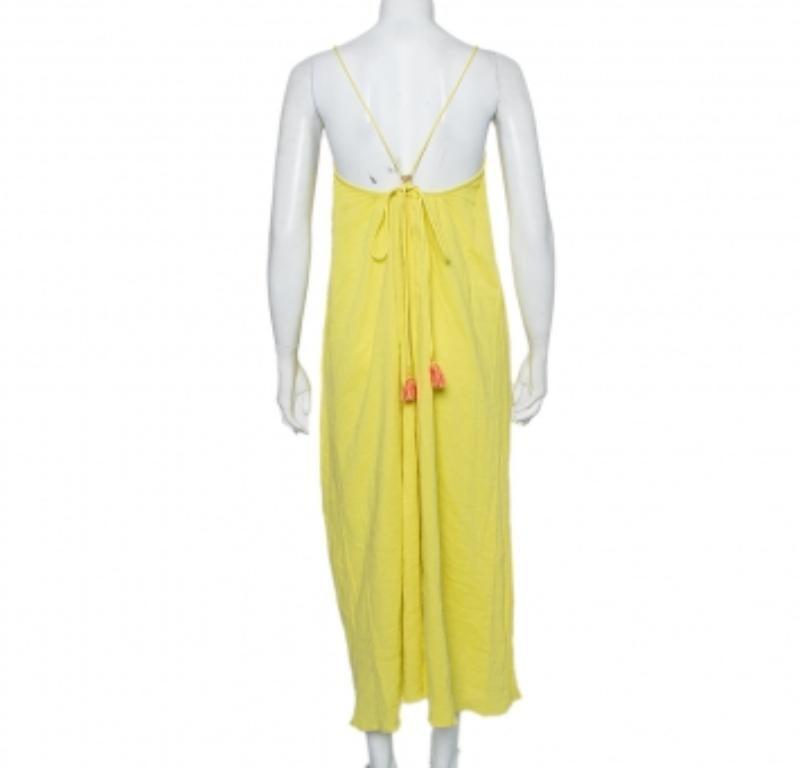 Zadig & Voltaire Yellow Cotton Open Back Ralia Maxi Dress M In Good Condition For Sale In Dubai, Al Qouz 2