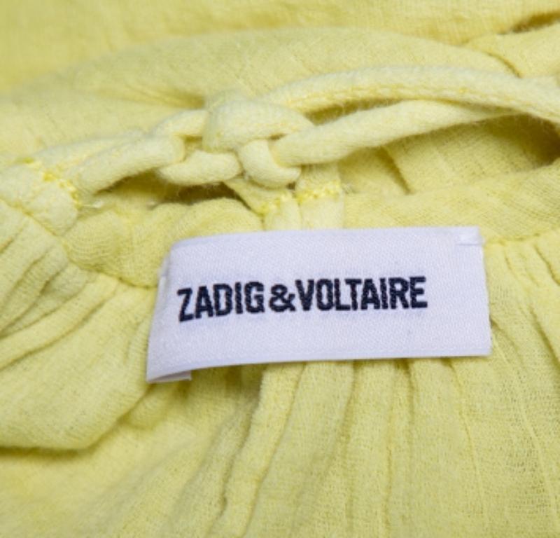 Zadig & Voltaire Yellow Cotton Open Back Ralia Maxi Dress M For Sale 1