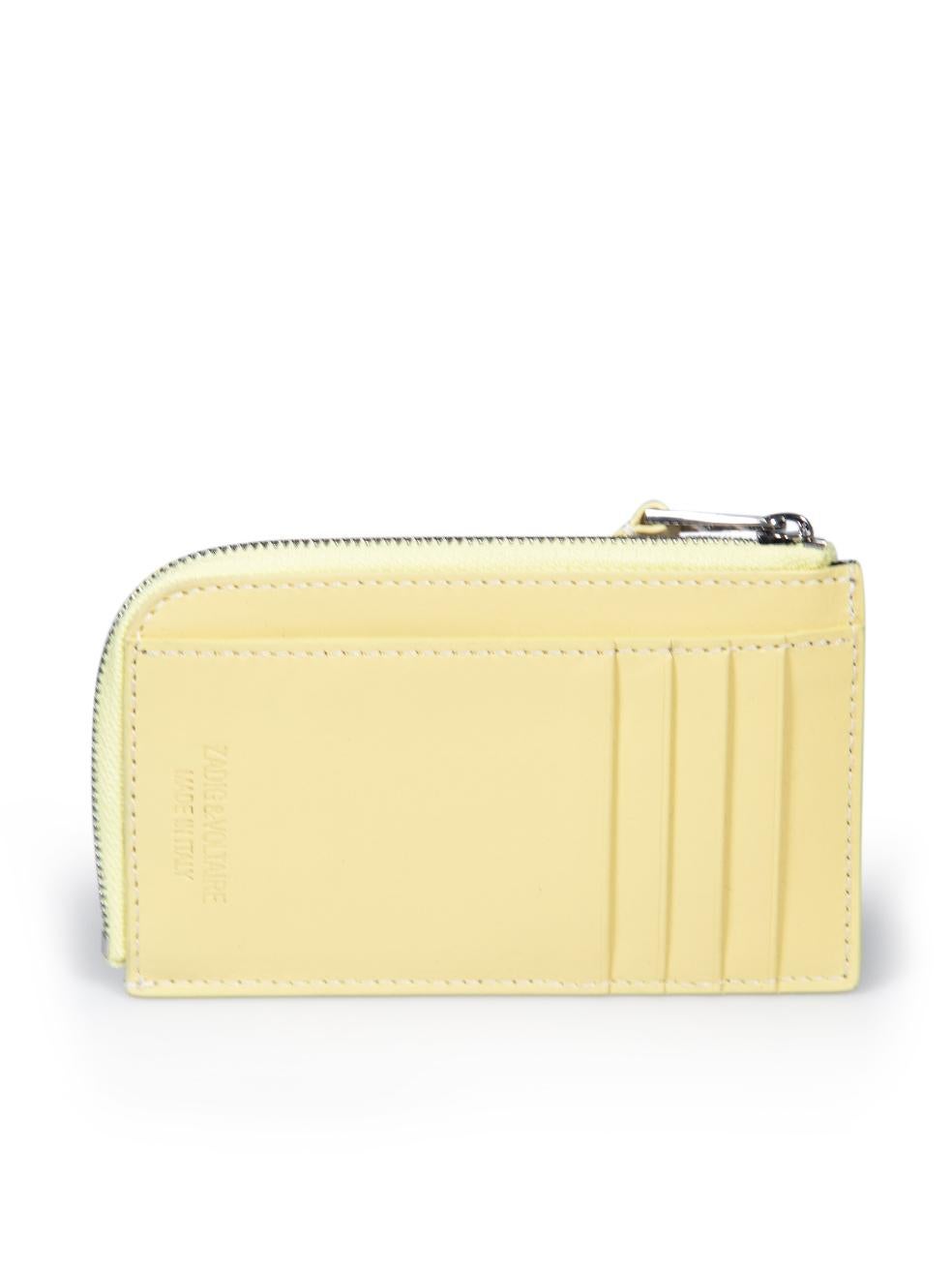 Zadig & Voltaire Yellow Leather Woven Detail Purse In Good Condition For Sale In London, GB