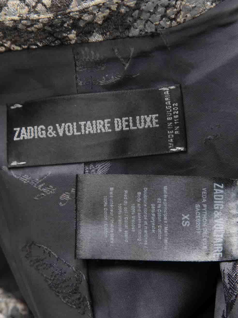 Zadig & Voltaire Zadig & Voltaire Deluxe Grey Python Veda Blazer Size XS In Good Condition In London, GB