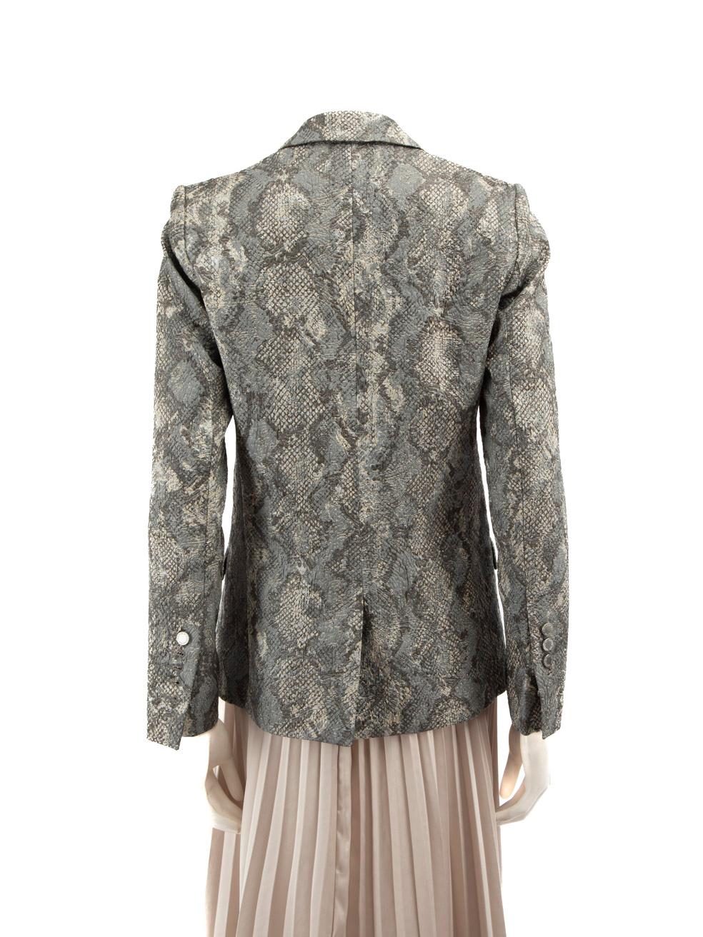 Gray Zadig & Voltaire Zadig & Voltaire Deluxe Grey Snakeskin Print Blazer Size M