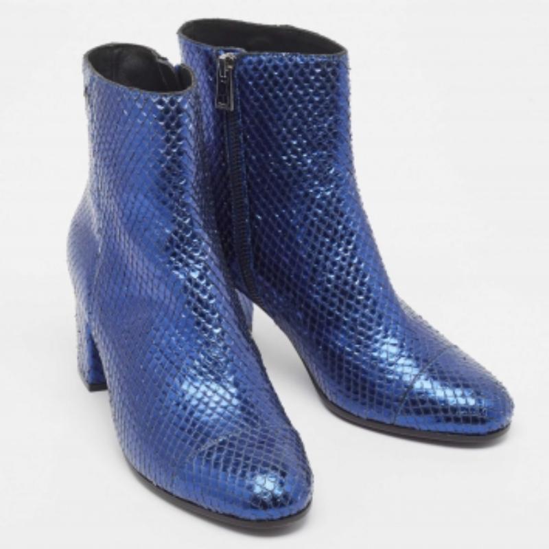 Zadiq & Voltaire Botines tacón bloque pitón azul talla 37 en Excelente estado para la venta en Dubai, Al Qouz 2