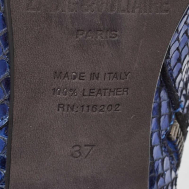 Zadiq & Voltaire Botines tacón bloque pitón azul talla 37 en venta 4