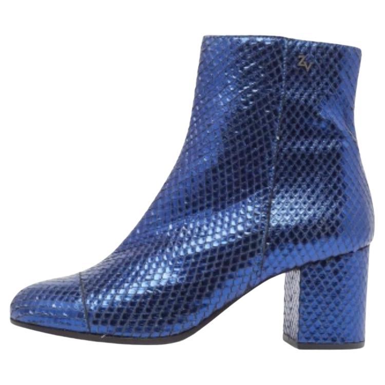 Zadiq & Voltaire Blau Python Blockabsatz Stiefeletten Größe 37