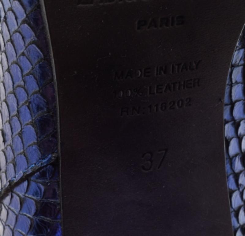 Zadiq & Voltaire Blauer Python  Lederstiefeletten mit Blockabsatz Größe 37 im Angebot 3