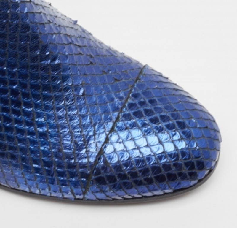 Zadiq & Voltaire Blauer Python  Lederstiefeletten mit Blockabsatz Größe 37 im Angebot 4