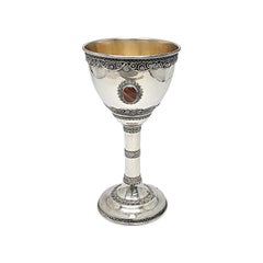 Zadok Israel Sterling Silver 3 Stone Tall Goblet Cup #16815