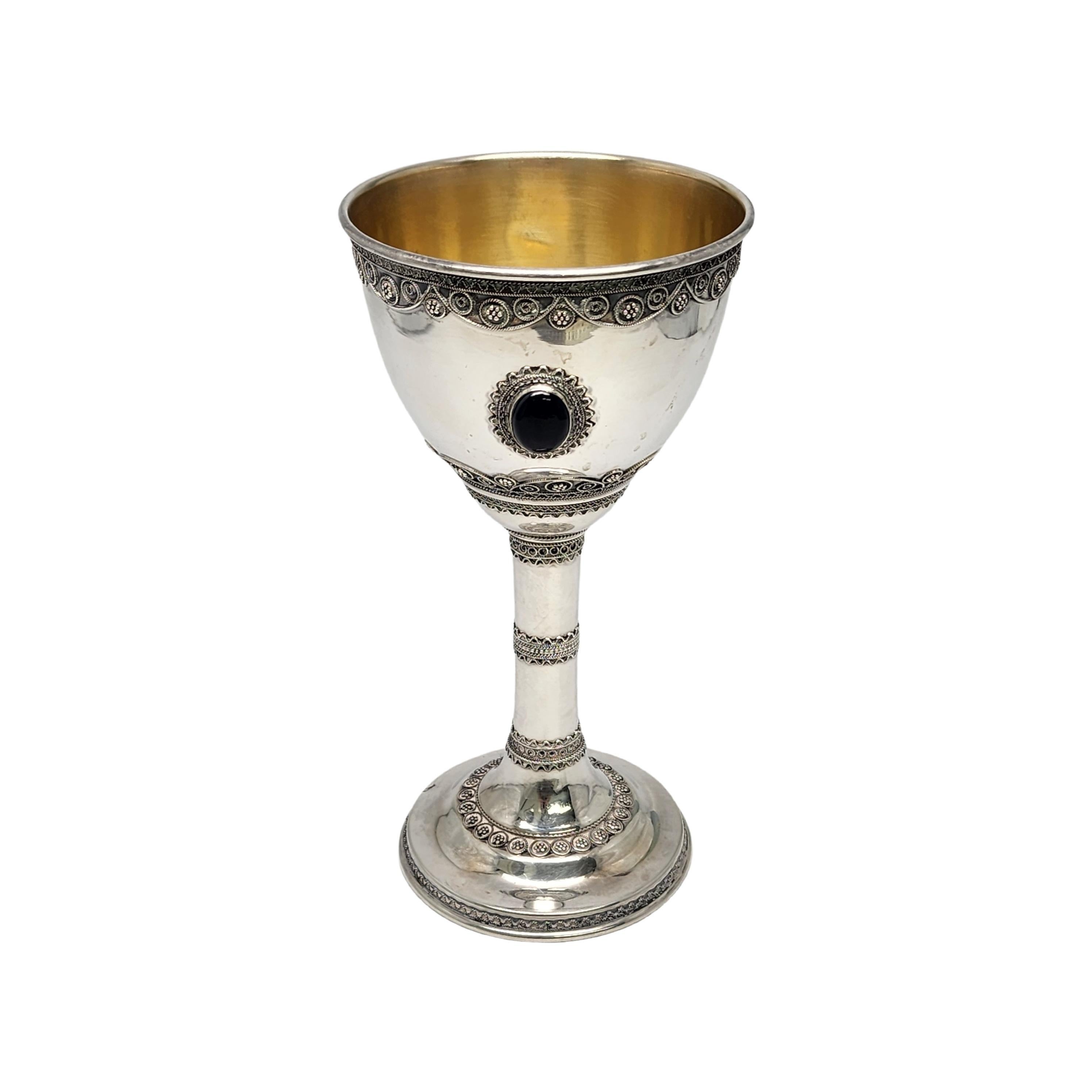Oval Cut Zadok Israel Sterling Silver 3 Stone Tall Goblet Cup #16815