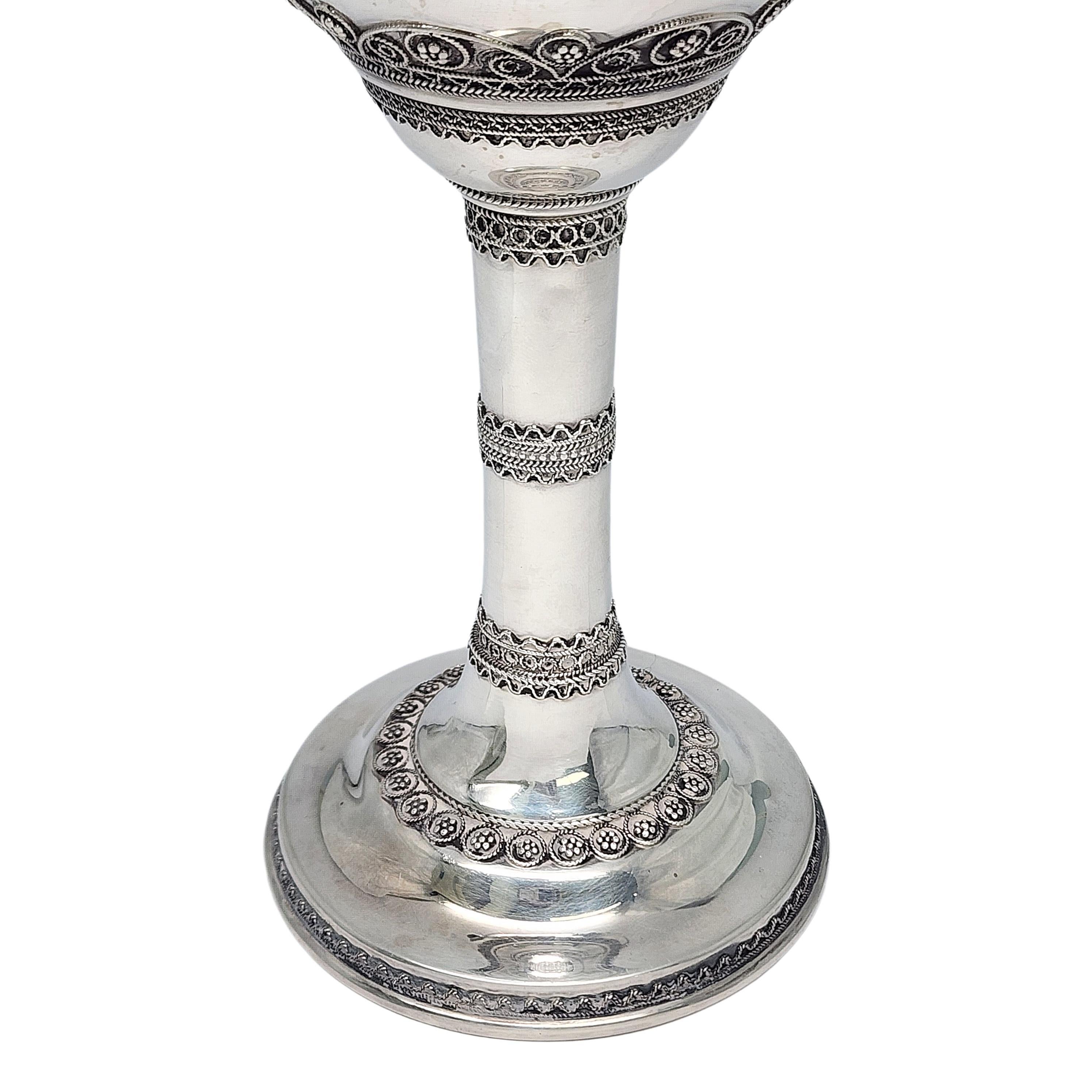 Zadok Israel Sterling Silver 3 Stone Tall Goblet Cup #16815 2
