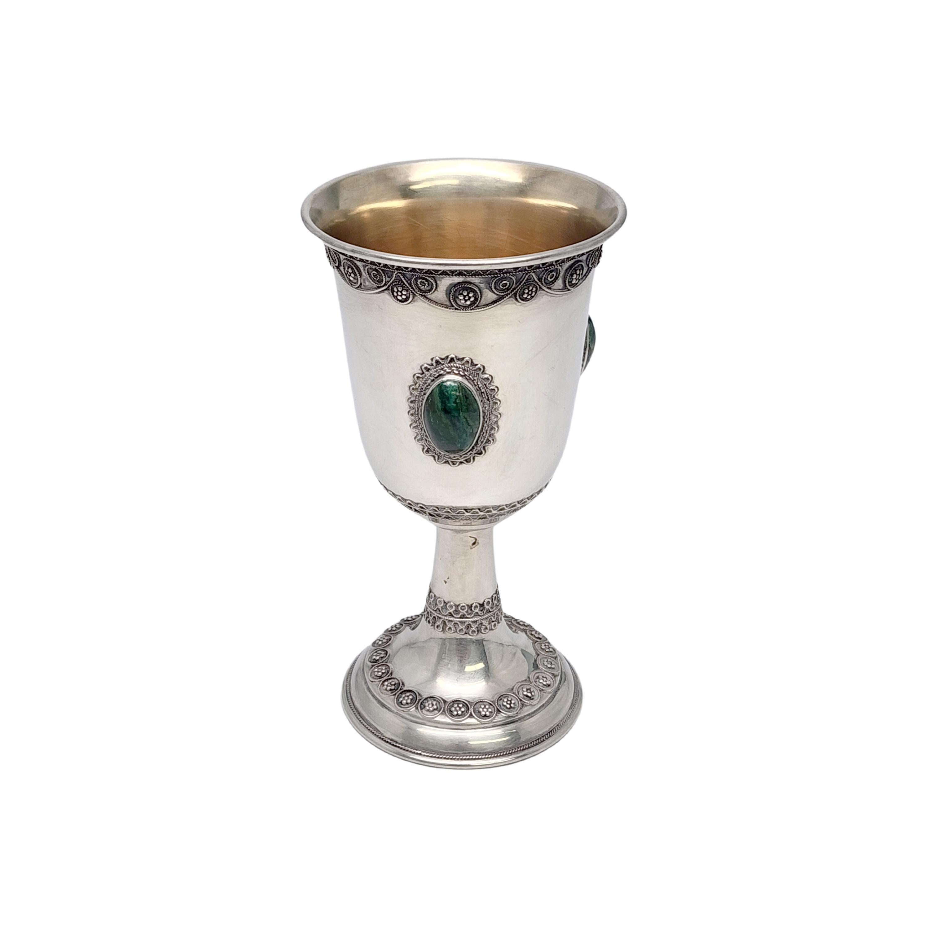 Zadok Israel Sterling Silver Gold Wash Eliat Stone Kiddush Cup Goblet #16814 In Good Condition In Washington Depot, CT