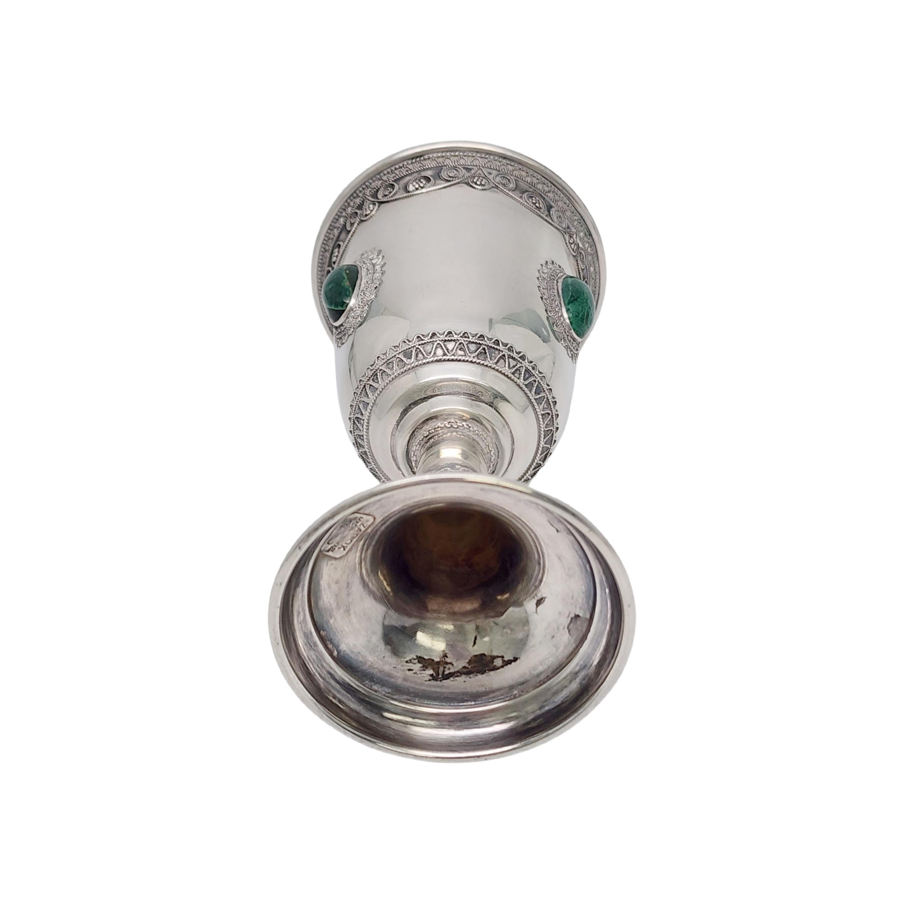 Zadok Israel Sterling Silver Gold Wash Eliat Stone Kiddush Cup Goblet #16814 2
