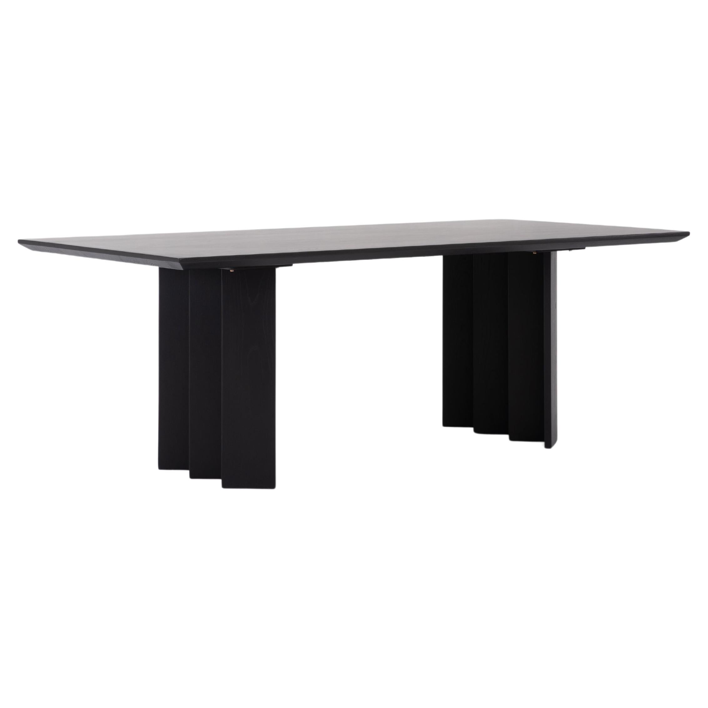 Zafal Dining Table 108", Black Minimalist Dining Table in Wood