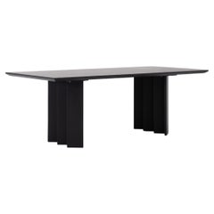 Zafal Dining Table, Black Minimalist Dining Table in Wood