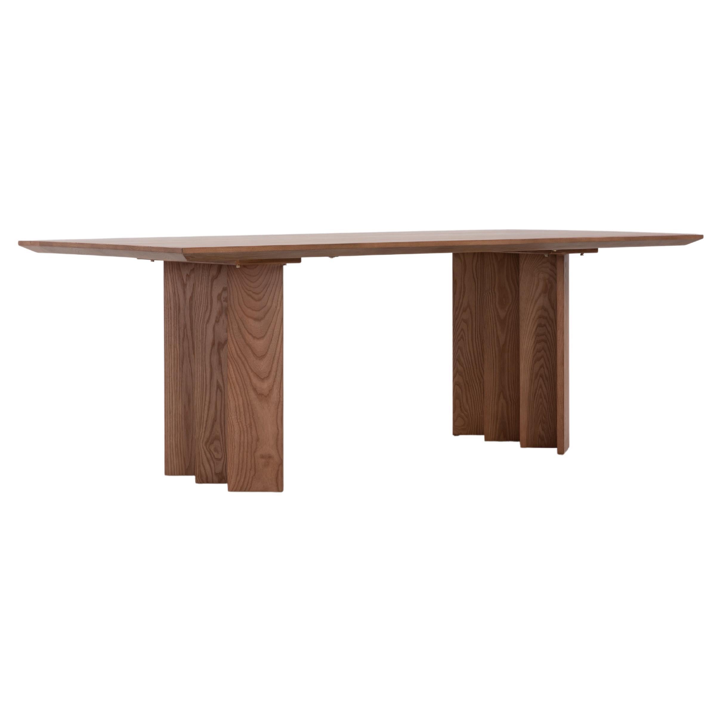 Table de salle à manger Zafal 108", Sienne, table de salle à manger minimaliste en bois en vente