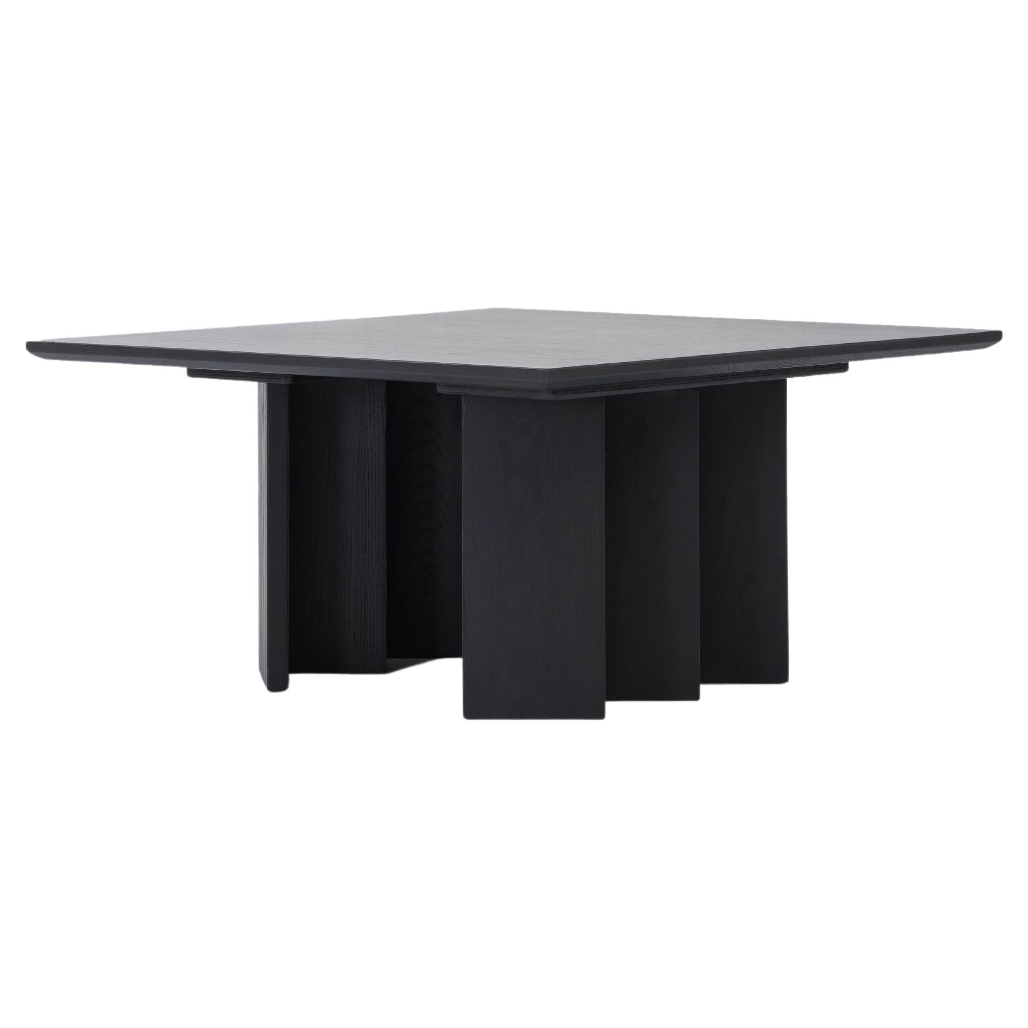 Zafal Square Coffee Table, Minimalist Black Square Coffee Table